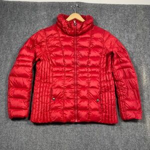Gallery Sport Red Down‎ Puffer Jacket Quilted Zip Up Collared Mens L